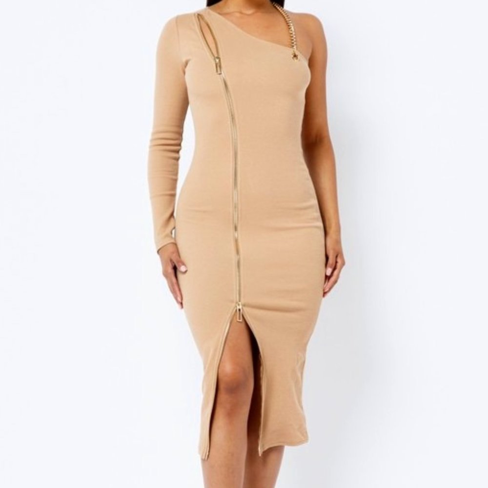 Gorgeous one sided Long Sleeve Midi Dress